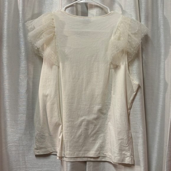 J Crew Flutter sleeve Ivory top Size Large NWT - Picture 6 of 8